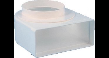 Nedco Overgangsstuk ventilatiekanaal kunststof, wit, geschikt voor buismaat 125mm - 204x60mm , uitvoering haaks. uitwendig - S6540