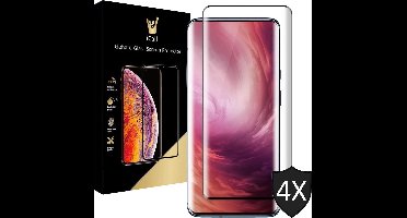 Screenprotector geschikt voor OnePlus 7T Pro - Tempered Glass Gehard Glas - Full Screen Cover Volledig Beeld - iCall - 4 Stuks