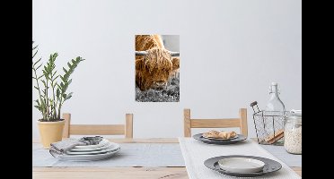 Muurstickers - Sticker Folie - Schotse Hooglander - Dieren - Bruin - Koe - Zwart - Wit - Natuur - 20x30 cm - Plakfolie - Muurstickers Kinderkamer - Zelfklevend Behang - Zelfklevend behangpapier - Stickerfolie