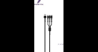 FoneTex 1.2m 3 In 1 Kabel - 8Pin/USB-C/Micro - 3.4A Output - Gewoven