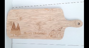 Borrelplank - serveerplank - kerst van bamboe met tekst Merry Christmas