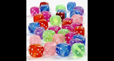 CC Plastic Kralen Dobbelstenen 7x7 mm Multi 105 gr