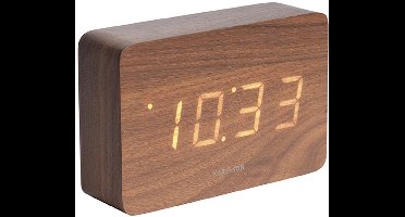 Karlsson Wekker Square - Donker Hout fineer - 15x4,8x10cm - Scandinavisch - Wekker voor slaapkamer - Wekkers