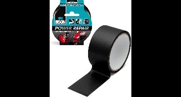 Bison - Power Repair Duct Tape - Super Sterk - Verstevigd materiaal - Zwart - 10 meter - Hittebestendig / voor Binnen & Buiten