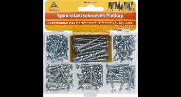 Deltafix assortimentsdoos spaanplaatschroeven - verzinkt - platkop - 120-delig
