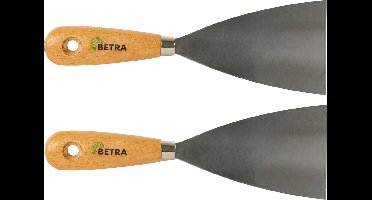 Betra Plamuurmes - 2x - werkbreedte 80 mm - conisch geslepen staal - houten greep