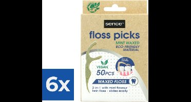 Sence Fresh Flosser 2 in 1 Bamboo 50 stuks - Voordeelverpakking 6 stuks