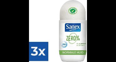 Sanex Deo Roll-on - Zero% Respect & Control 50 ml - Voordeelverpakking 3 stuks
