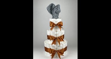 Chouette-Chouette | Luiertaart Neutraal | Kraamcadeau | Geboorte Jongen Meisje | Babyshower | Olifant Grey-Blue - Koper