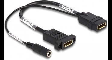 DisplayPort-kabel 4K 60 Hz met DC-feed 2,1 x 5,5 mm 0,30 m paneel-mount