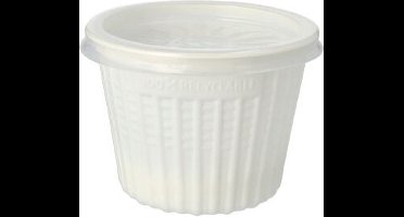 Herbruikbaar Snack- en soepbekers, PP 350 ml Ø 11,5 cm · 8,5 cm wit, met deksel (25 stuks)