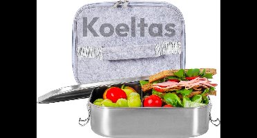Gadgy Broodtrommel Lunchbox Volwassenen - Brooddoos met Losse Compartimenten - Bento Box - Lunchbox RVS - Incl. Geïsoleerde Koeltas– Roestvrij Staal - 1400 ml
