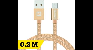 Swissten Gevlochten Micro-USB naar USB kabel - 0.2M - Goud