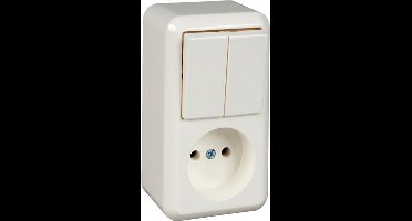 Schneider Electric Contura opbouw combinatie enkelvoudige wandcontactdoos zonder randaarde + serieschakelaar - crème wit (399500)
