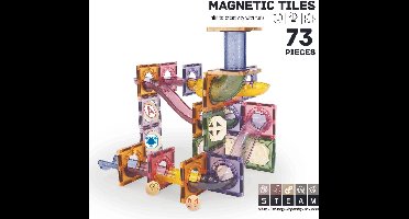 Roosly Magnetisch Speelgoed - Magnetic Tiles - 73stuks - Magnetic tiles Knikkerbaan - Constructie speelgoed - Magnetische tegels - Montessori speelgoed - Magnetic toys - Magnetische bouwstenen - Speelgoed Kinderen