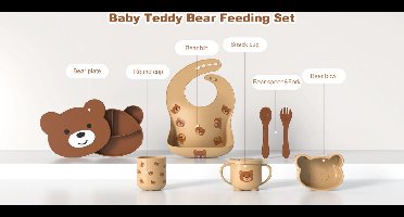 7 delige set Siliconen Kinderservies set ( Creme ) - Eetset - Kinder Servies - Baby Servies - Antislip BPA vrij - Onbreekbaar - Giftset - Kraamcadeau - Babyshower - Siliconen Kinderbestek - siliconen servies baby set- Cadeau