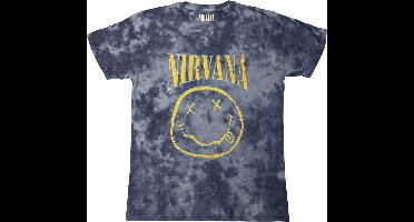 Nirvana - Happy Face Blue Stroke Heren T-shirt - S - Blauw