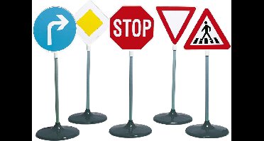 Klein Toys verkeersborden - 5 stuks - 25x25x73 cm - ideaal voor verkeerseducatie