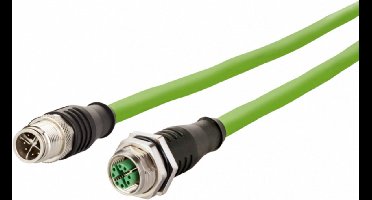 Metz Connect 142M2X12100 M12 Netwerkkabel, patchkabel CAT 6A S/FTP 10.00 m Groen PUR-mantel, Zuurbestendig, Ozonbestend
