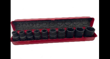 10 delige Profi Slagdoppen set SAE, krachtdoppen Inch, USA, engels.