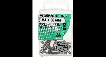 Deltafix metaalschroef platkop + moer r.v.s. a2 m6 x 40 mm din 965 /din 934 4 st.