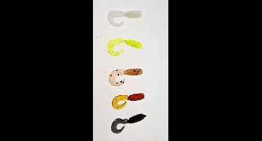 40x Twister enkel 2,5cm - 1 inch assortiment A in diverse kleuren uit Amerika - Roofvissen - Baars - Roofblei - Snoekbaars - Kunstaas - Kunstaasset