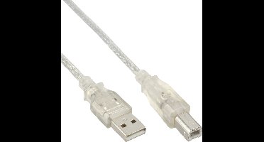 USB naar USB-B kabel - USB2.0 - tot 0,5A / transparant - 7 meter