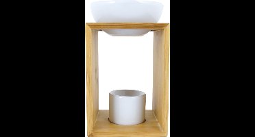 Oliebrander / Aromaverdamper - Hout en Keramiek - ca. 9,5x10x17cm