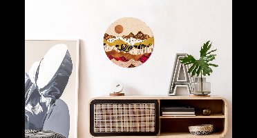 WallCircle - Muurstickers - Behangcirkel - Tijgerprint - Pastel - Goud - Print - Tijger - Abstract - 30x30 cm - Muurcirkel - Zelfklevend - Ronde Behangsticker