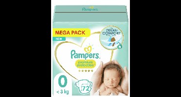 Pampers - Premium Protection - Maat 0 - 0 tot 2KG - Mega Pack - 72 luiers - Premature luiers