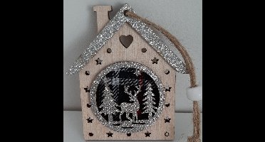 Kerstboomhangers huisjes set goudzilver glitters