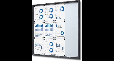 Vergrendelbaar Notitiebord met Schuifdeuren Slim 12x A4 Antraciet - Syna SCSLG12XA4C7016JS - Horeca & Professioneel