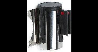 Afzetpaal Flexi Wandmontage Chroom met 3 M Zwarte Trekband - Syna BSBWSBLACK