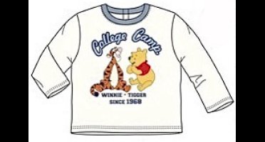 Disney Winnie The Pooh Baby Shirt - Lange Mouw - Off White - Maat 80 (Tot 18 Maanden)