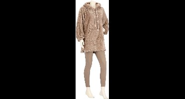 Apollo Huggle Hoodie Dames Effen - Donker Beige - Fleece - One Size - Hoodie deken