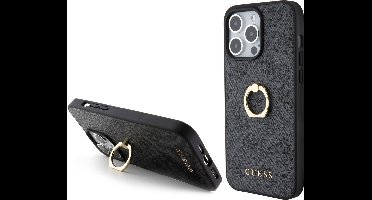 Guess iPhone 15 Pro Hardcase hoesje - 4G - Met Ringhouder - Grijs