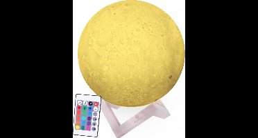 Niceey Maanlamp 3D – Maan Lamp 20 cm – Tafellamp slaapkamer - Maanlampje met 16 kleuren – Oplaadbaar Kinder Tafellamp – Met afstandsbediening