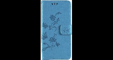 Shop4 - Geschikt voor Motorola Moto G100 Hoesje - Wallet Case met Pasjeshouder Vlinder Patroon Blauw