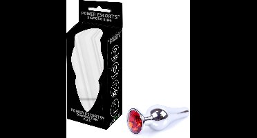 Power Escorts - Diamond King Buttplug - Small Size - stoere Lengte 9,5cm - Dia: 3cm - Rode Steen - Anal Butt Plug - Extra handige opbergzakje - gave window Cadeau Box - Br213Sred