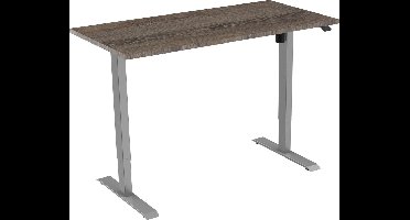 OrangeLabel Euroseats Z1 Desk zit/sta elektrisch. Alu zilver frame en blad Logan Eik in de maat 160x80cm