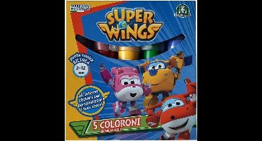 Super Wings wasbare stiften 5 stuks+GRATIS stickervel