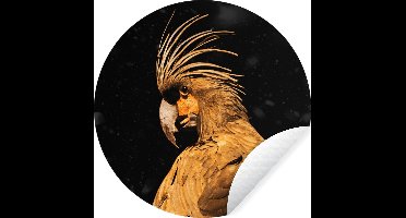 WallCircle - Muurstickers - Behangcirkel - Kaketoe - Goud - Zwart - ⌀ 140 cm - Muurcirkel - Zelfklevend - Ronde Behangsticker