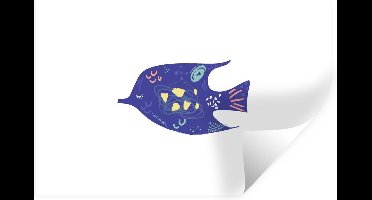 Muurstickers - Sticker Folie - Vis - Paars - Pastel - 30x20 cm - Plakfolie - Muurstickers Kinderkamer - Zelfklevend Behang - Zelfklevend behangpapier - Stickerfolie