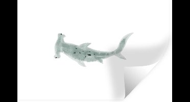 Muurstickers - Sticker Folie - Haai - Waterverf - Grijs - 30x20 cm - Plakfolie - Muurstickers Kinderkamer - Zelfklevend Behang - Zelfklevend behangpapier - Stickerfolie