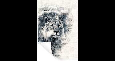 Muurstickers - Sticker Folie - Leeuw - Krant - Abstract - 20x30 cm - Plakfolie - Muurstickers Kinderkamer - Zelfklevend Behang - Zelfklevend behangpapier - Stickerfolie