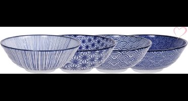 Tokyo Design Studio - Nippon Blue Assorted Designs Ramen Bowl / Poke bowl 21x7.8cm 1000ml 4pcs ASS-1 1/12