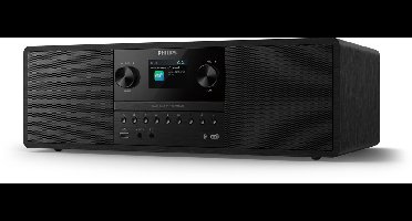 PHILIPS TAM6500 Watt micromuzieksysteem, Bluetooth 6.0, Auracast, DAB+/FM-radio, CD/USB/audio-ingang, Bassreflex-luidsprekers, kleurenscherm, afstandsbediening, gerecycled plastic – Zwart