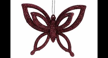Hanger Butterfly Glitter Bordeaux 10x2,5 Xh8,5cm Kunststof