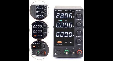 Voeding - Omvormer - Regelbare Spanningsregelaar 4-Cijferig Wit Display - Voor Telefoonreparatie - Laboratoriumtafelvoeding - 30V - 10 - 300W - Zwart