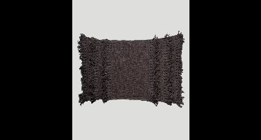 Sierkussen Fara charcoal met binnenkussen 60 x 40 cm met franje /Sierkussen Fara charcoal met franje